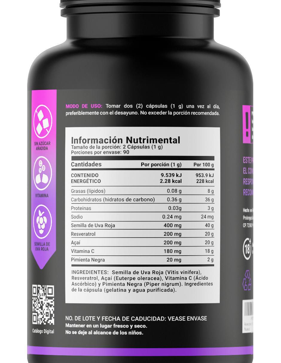 B Life Resveratrol con Semilla de Uva Roja Acai B