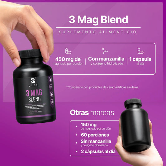 3 Mag Blend B Life. Mezcla de Magnesio con Manzanilla y Colágeno