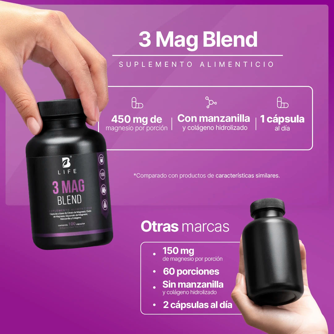 3 Mag Blend B Life. Mezcla de Magnesio con Manzanilla y Colágeno