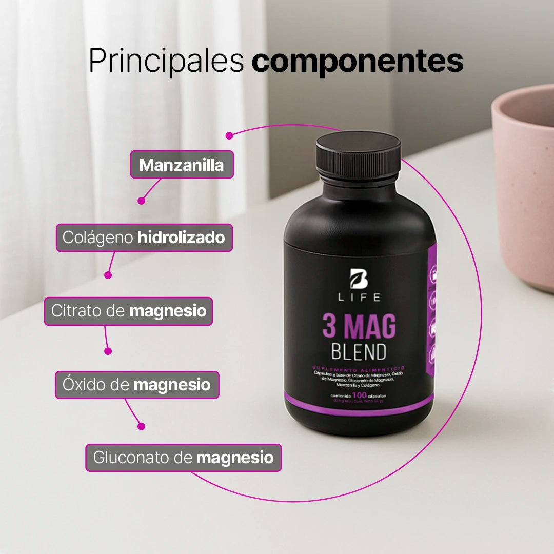3 Mag Blend B Life. Mezcla de Magnesio con Manzanilla y Colágeno