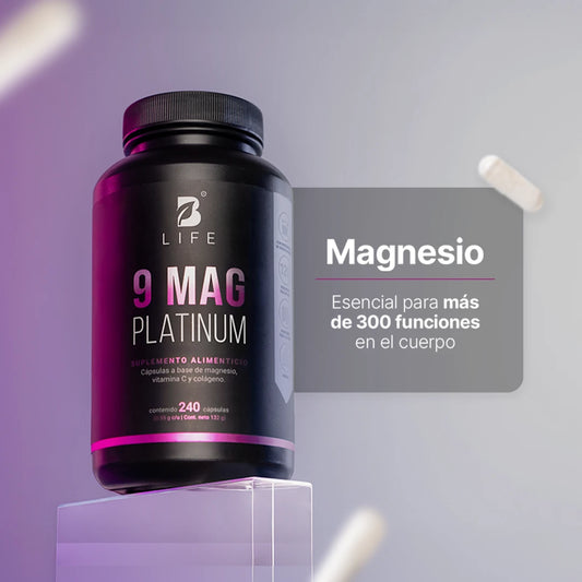 9 Mag Platinum B Life. Complejo de Magnesio con Vitamina C y Colágeno