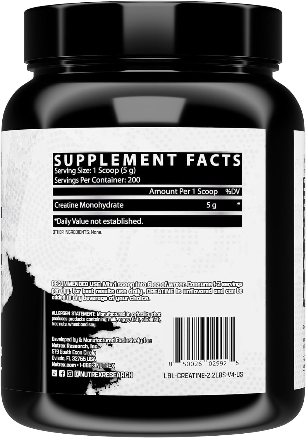 Nutrex Research Creatina Monohidratada sin Sabor