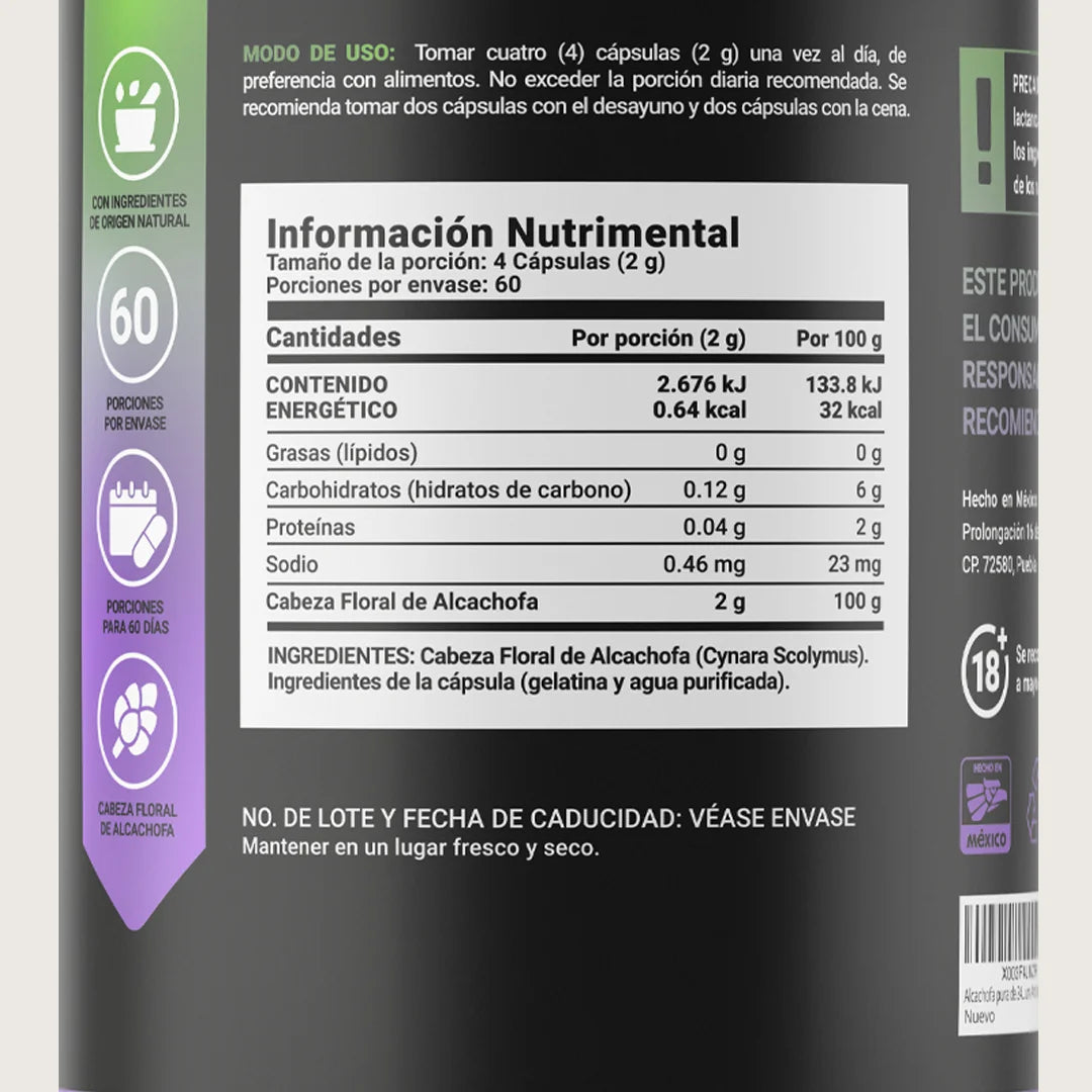 Alcachofa Pura | 2000 mg por Porción | 240 Cápsulas | Ingredientes de Origen Natural | B Life