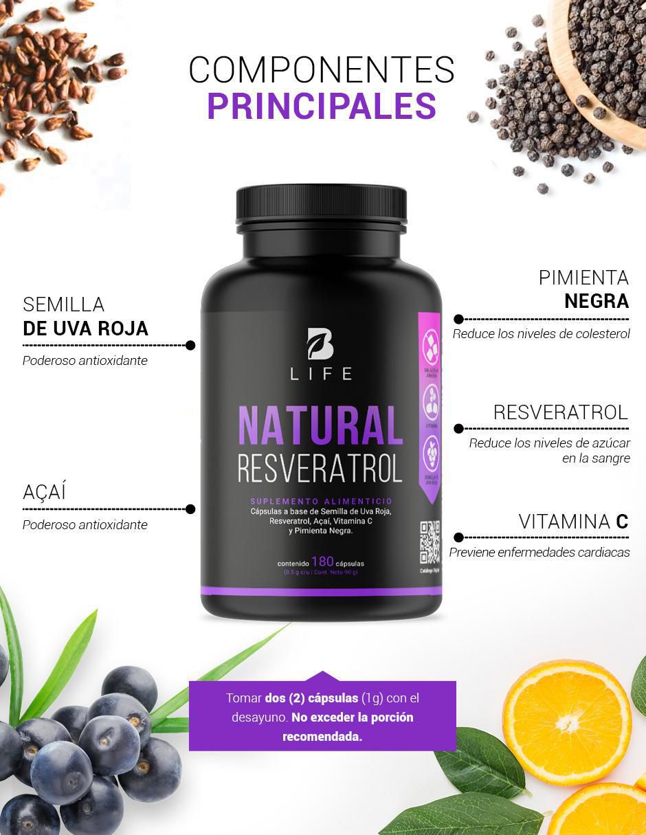 B Life Resveratrol con Semilla de Uva Roja Acai B