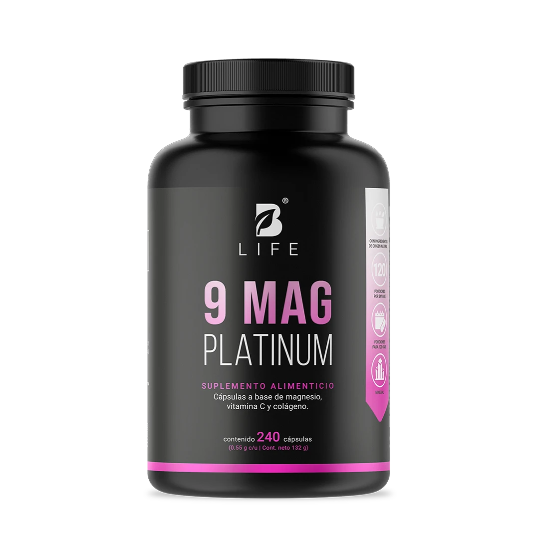 9 Mag Platinum B Life. Complejo de Magnesio con Vitamina C y Colágeno