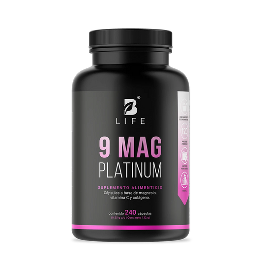 9 Mag Platinum B Life. Complejo de Magnesio con Vitamina C y Colágeno