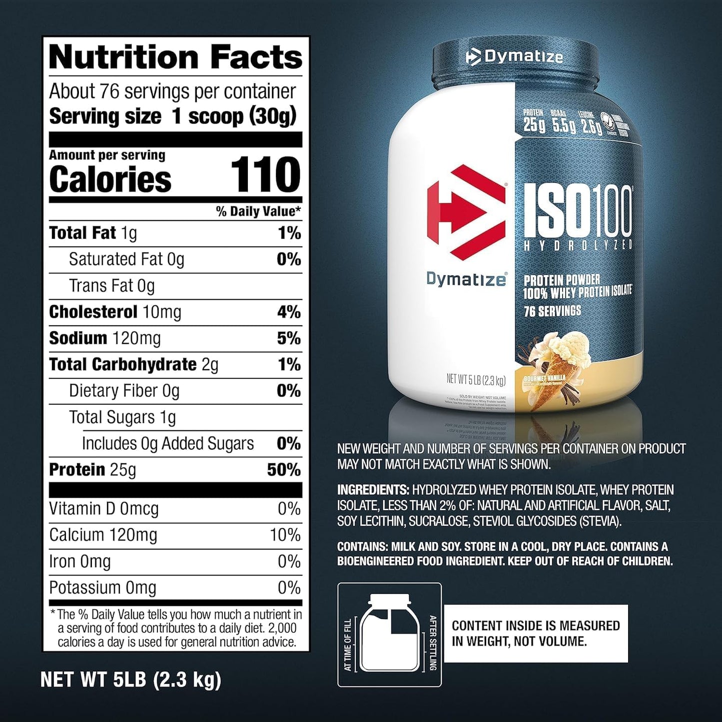 Dymatize Proteina Hydrolyzed  ISO 100  5Lbs