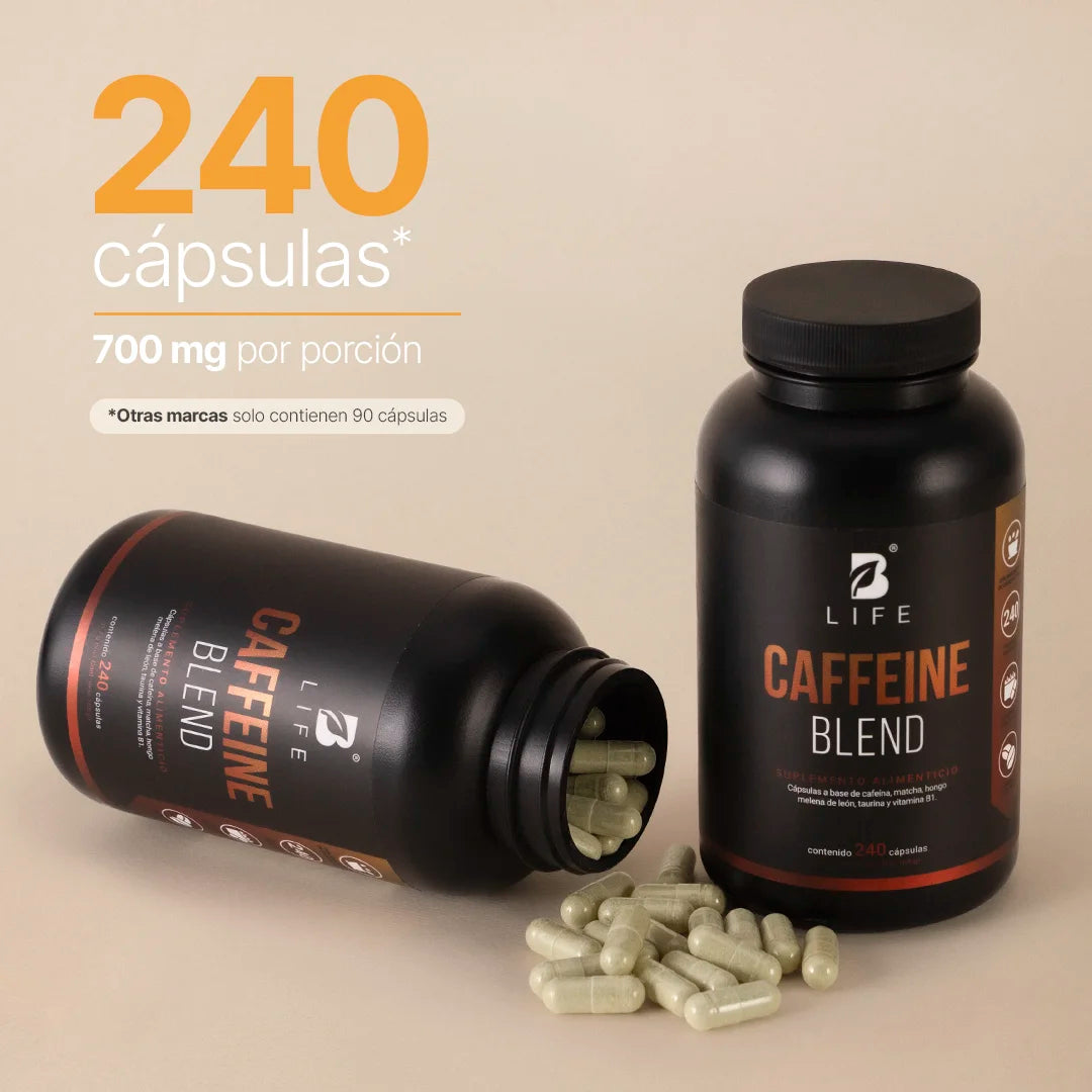 Caffeine Blend | Mezcla a base de Cafeína, Matcha, Hongo Melena de León, Taurina y Vitamina B1.  240 caps
