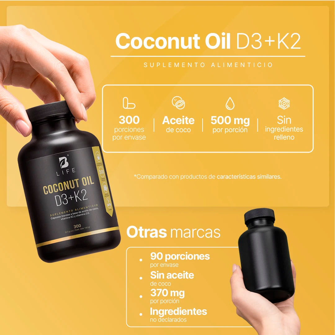 Coconut Oil D3+K2 | Aceite de Coco, Vitamina D3 y K2