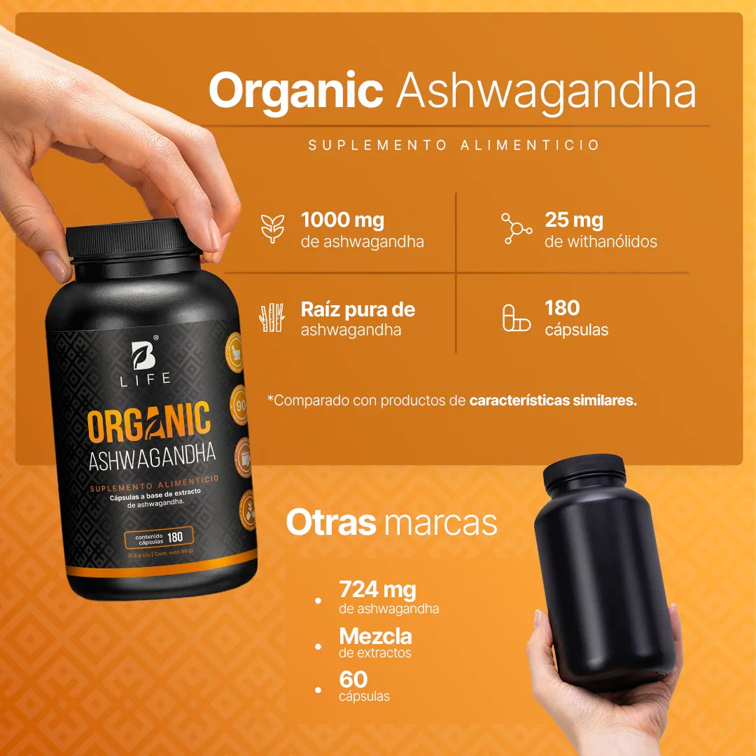 Organic Ashwagandha B Life. Apoyo Natural para el Equilibrio 180 Caps